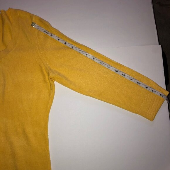 NEW YORK & CO.- WOMENS 3/4 SLEEVE CREW NECK YELLOW SWEATER SIZE MEDIUM - Picture 6 of 6